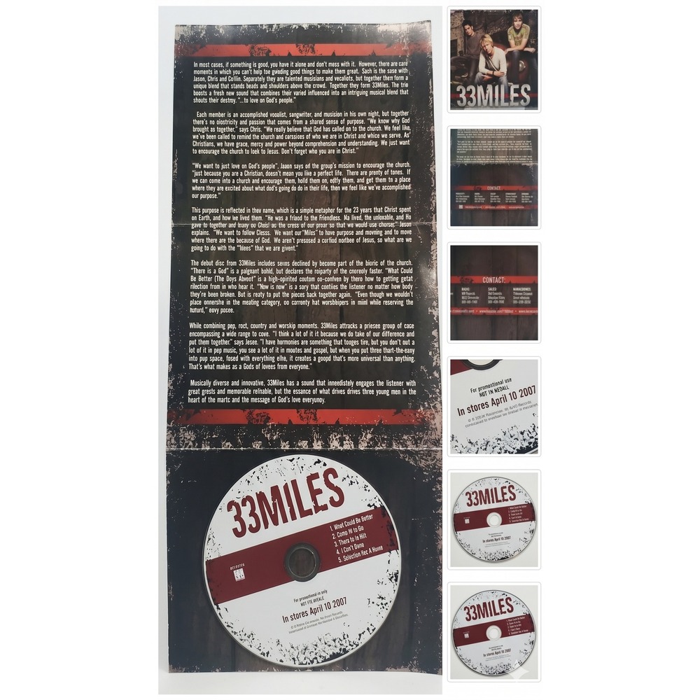 33Miles 33 Miles CD 2007‎ Advance Promo Never Played Rare Christian Country Pop